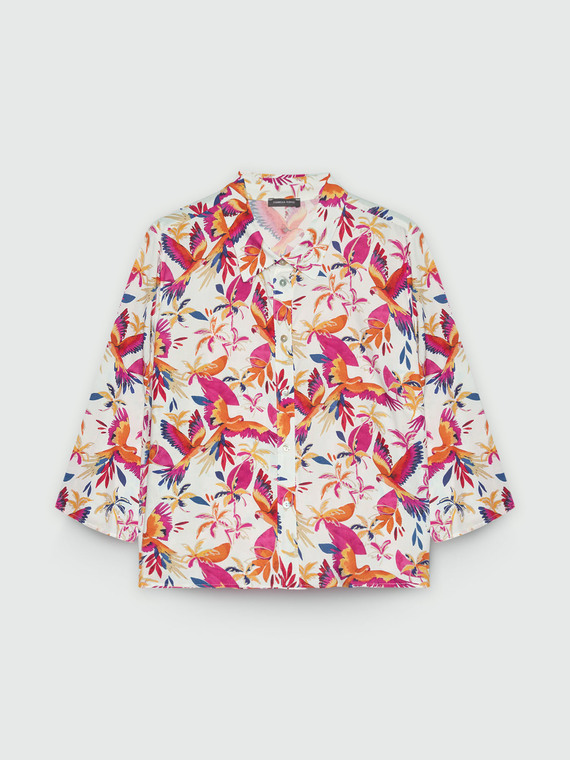Boxy shirt with Parrot amp; Palm print