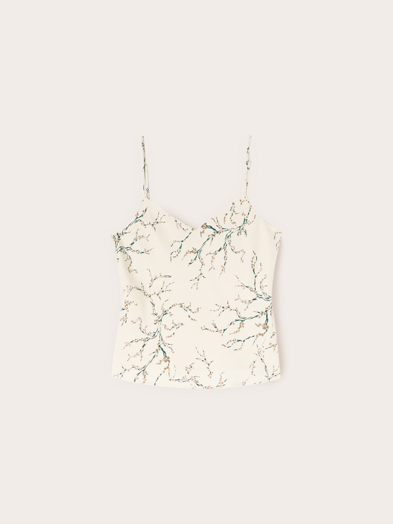 Top din satin cu imprimeu floral