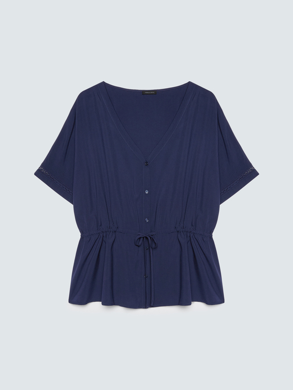 Bluse aus Viskose mit Kordelzug in der Taille