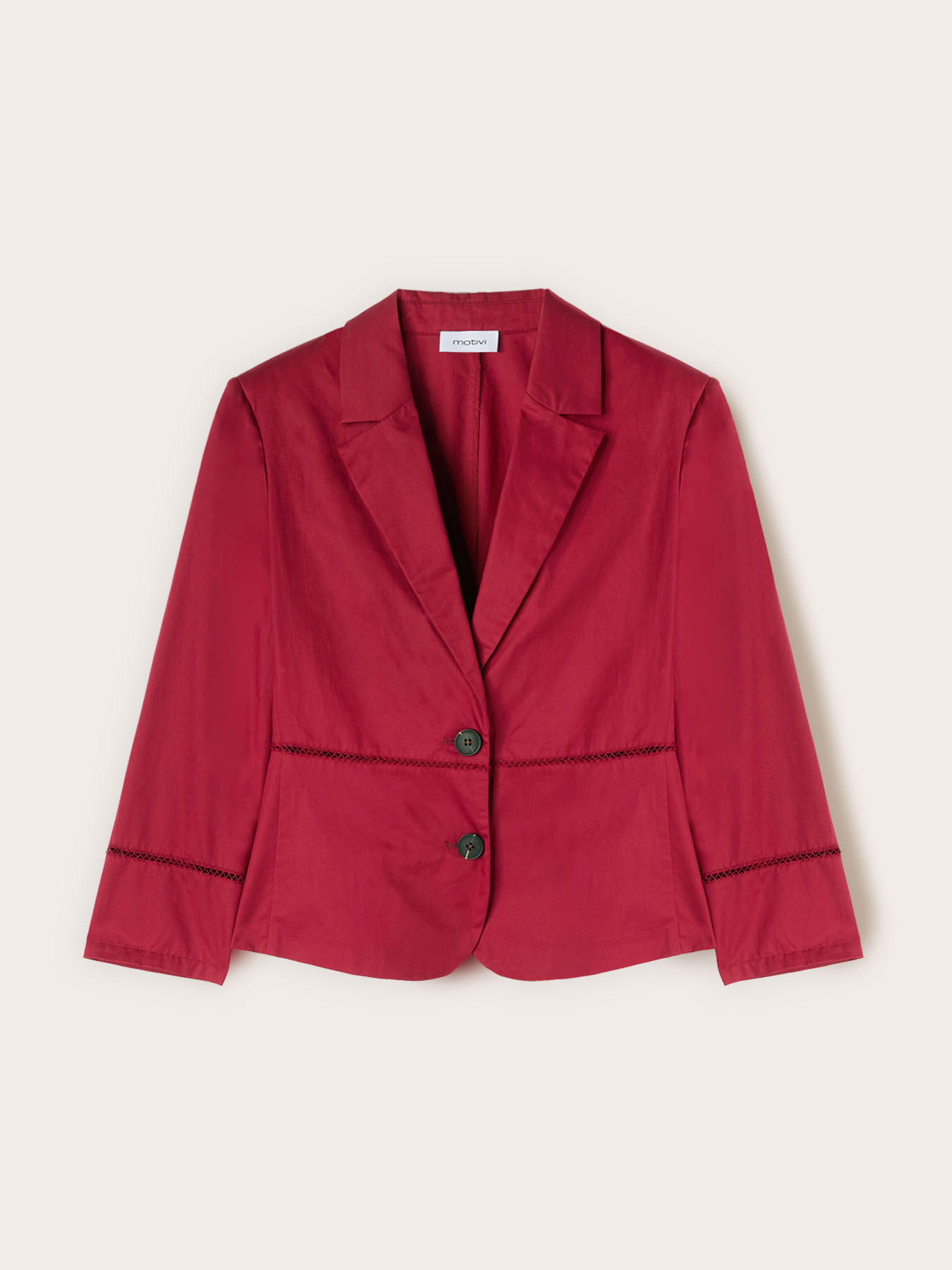 Blazer din twill de bumbac cu ajour&eacute; image number 4