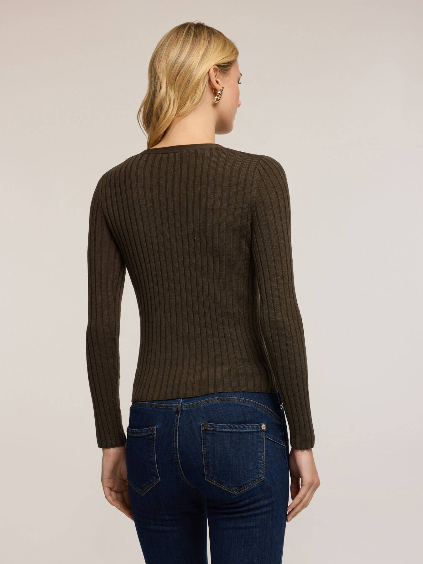 Cardigan a coste in maglia image number 1