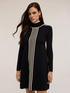 Short knit dress with contrasting color trim image number 2