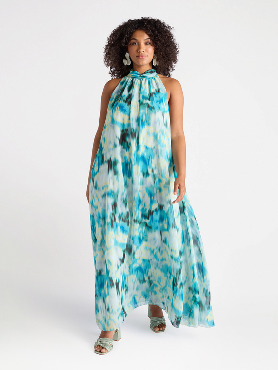 Langes bedrucktes Kleid