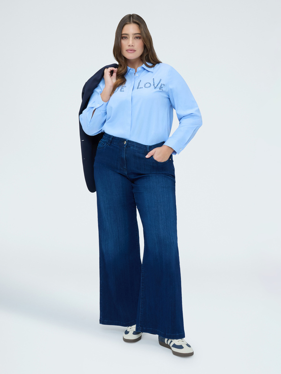 Jeans Wide Leg Waschung Blau