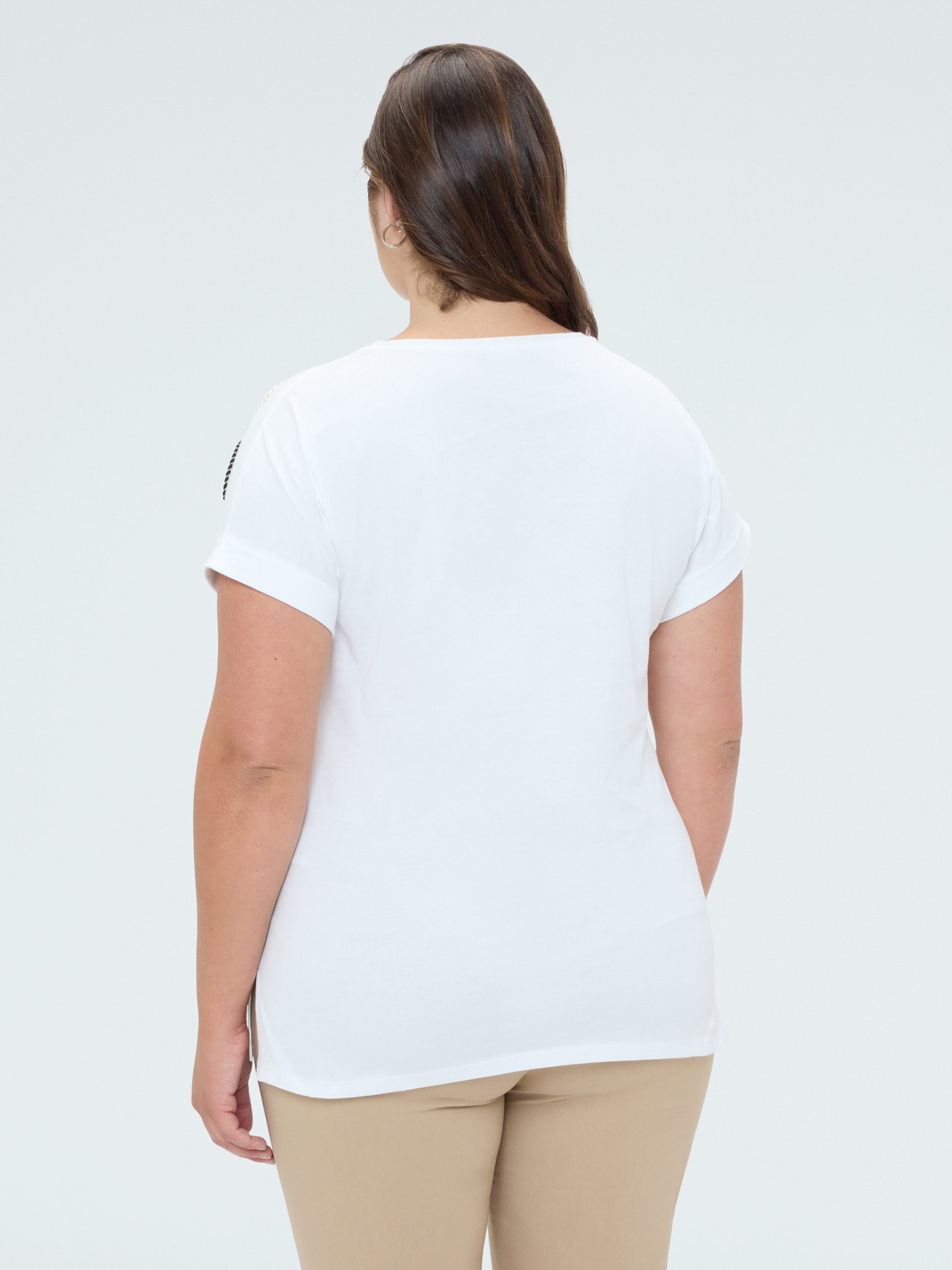 Cotton t-shirt with floral embroidery image number 1