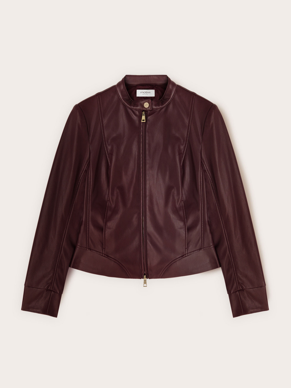 Short jacket with zip and mandarin collar