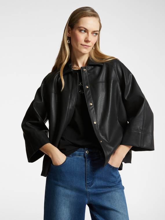A-line jacket in shiny fabric