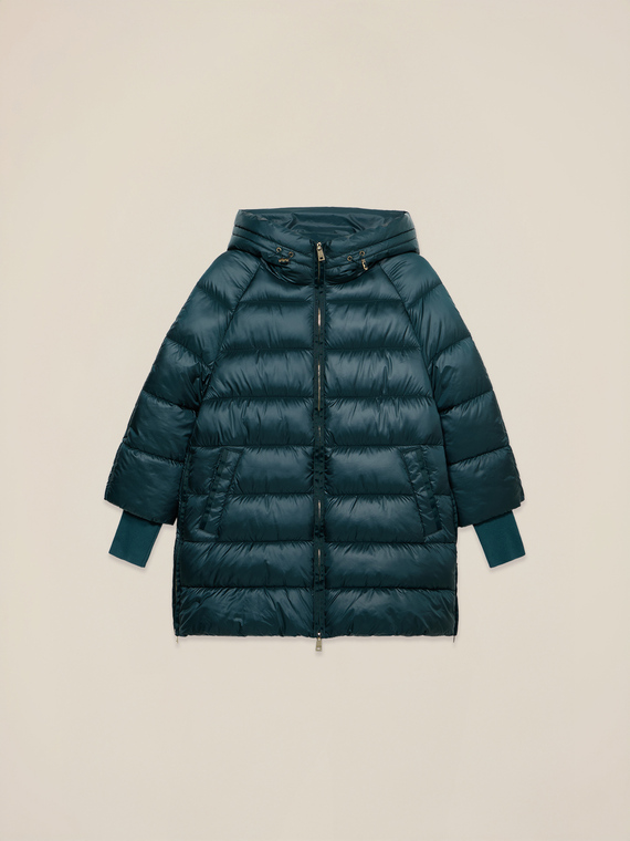 Piumino midi con cappuccio