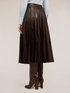 Pleated midi skirt in coated fabric image number 1