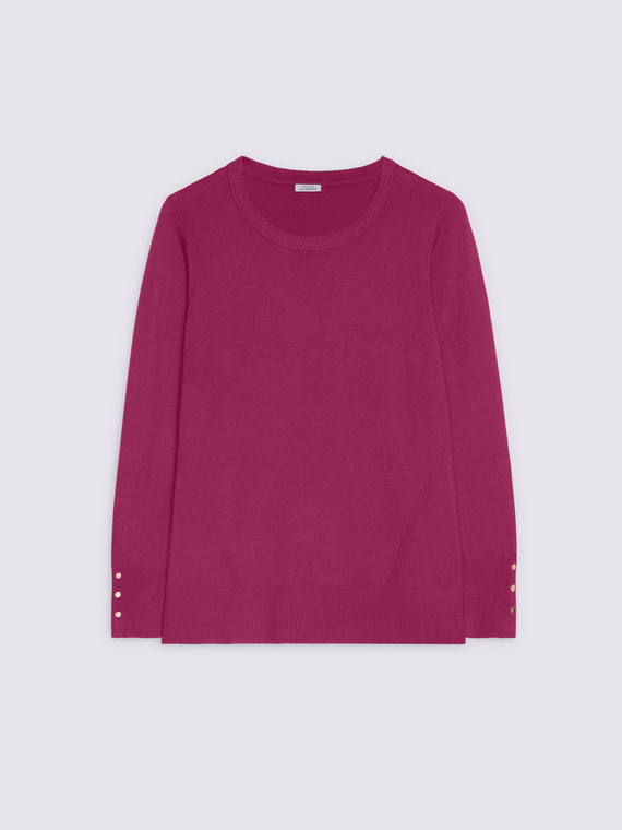 Pullover mit Rundhalsausschnitt und Kn&ouml;pfen an den Manschetten