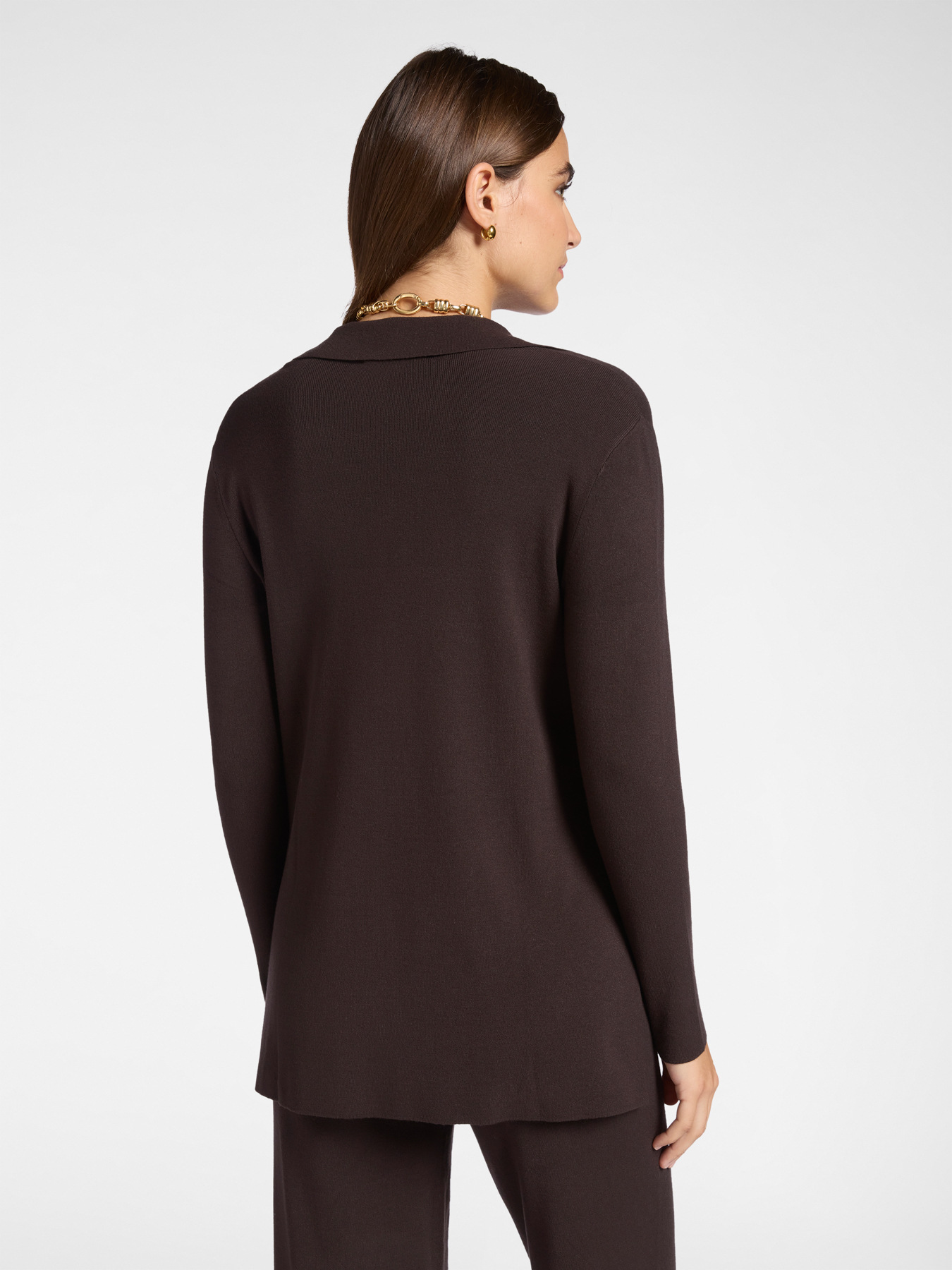 Cardigan lungo con colletto image number 1