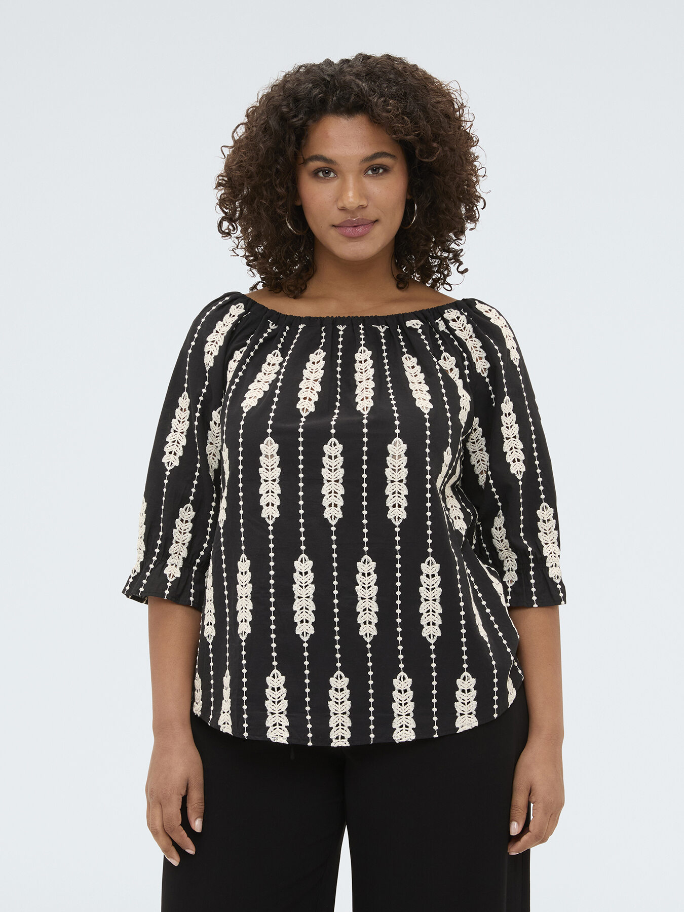 Off-Shoulder-Bluse mit Stickereien image number 3