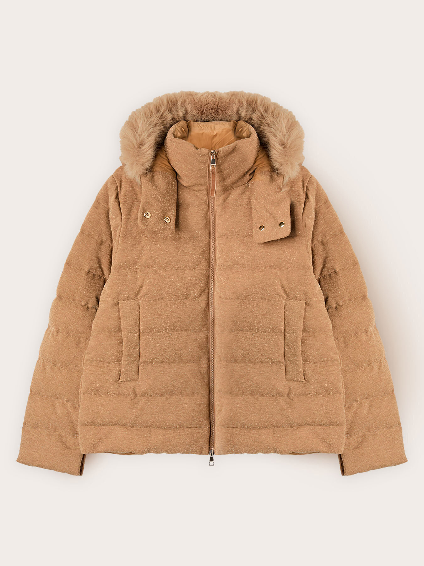 Schwere Glitzer-Daunenjacke mit Kapuze image number 4