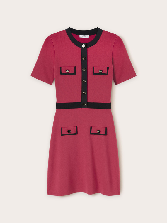 Robe en tricot &agrave; bords contrastants
