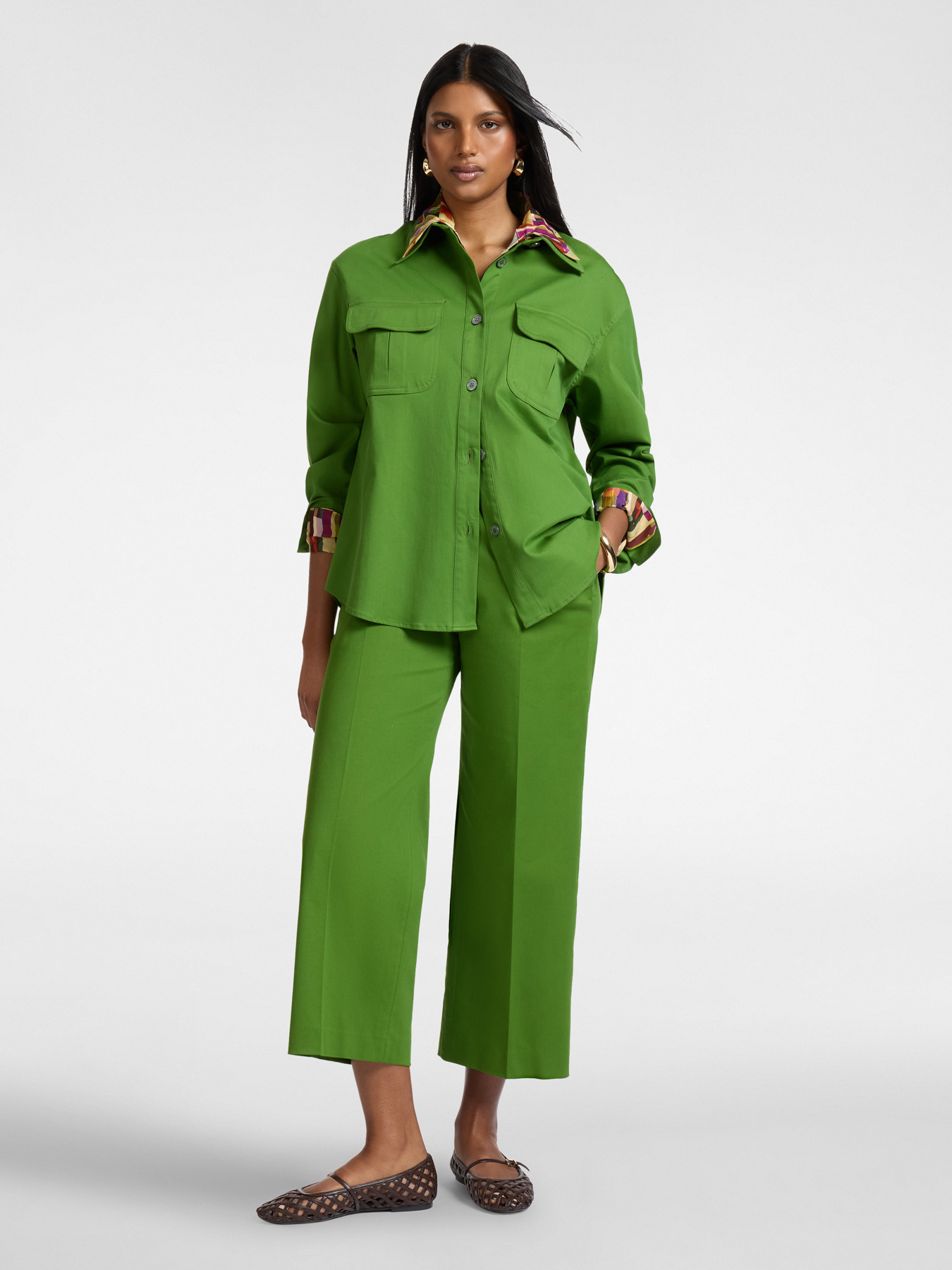 Cropped gabardine trousers image number 0