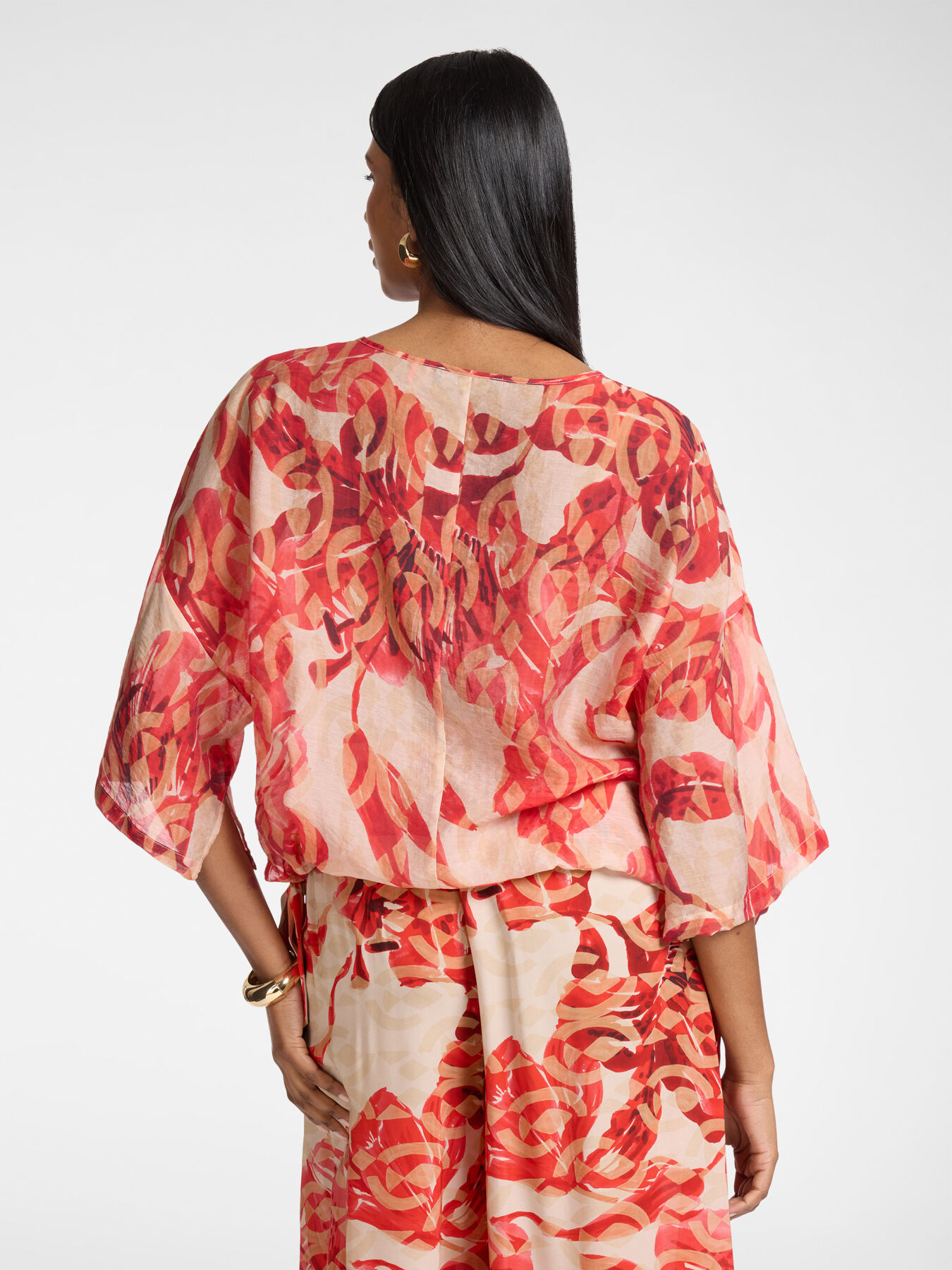 Bedruckte Bluse mit B&auml;ndern image number 1