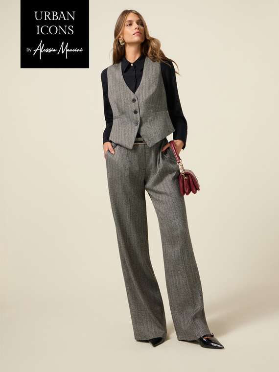 Pinstriped flannel palazzo pants