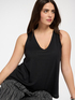 Mixed lyocell top with V-neck image number 0