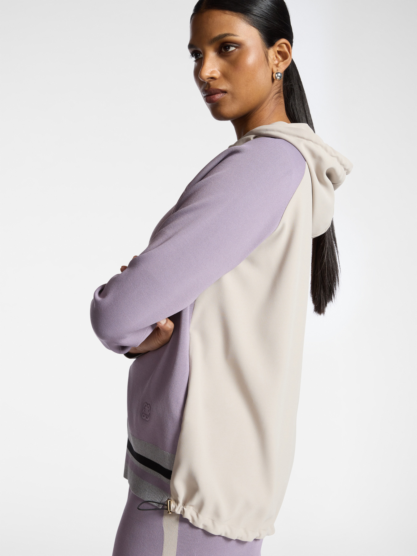 Cardigan misto viscosa con cappuccio e zip image number 3