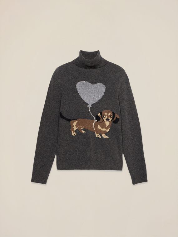 Dolcevita misto lana con ricamo e castoni