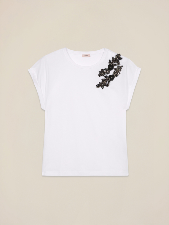 Jersey-T-Shirt mit Schmuck-Patch