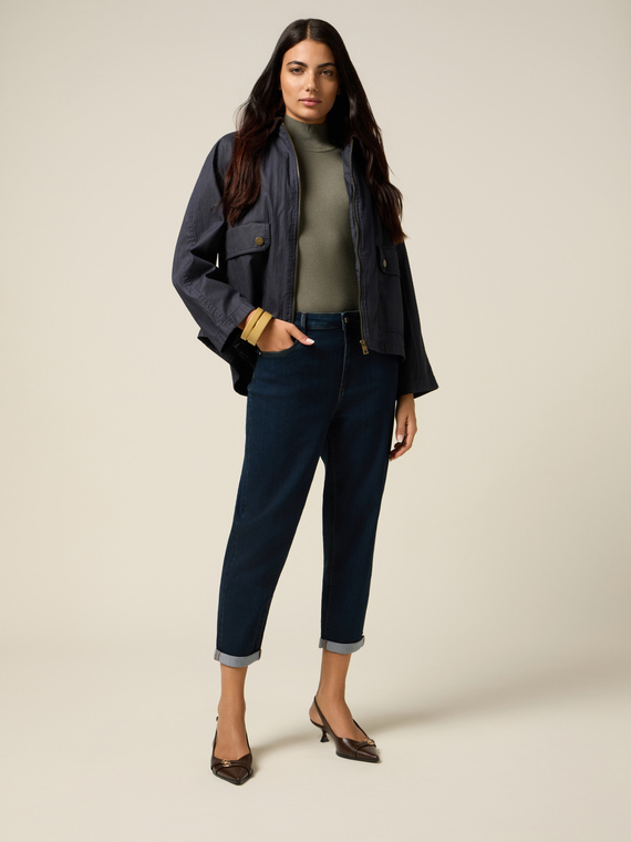 Jeans boyslim a lavaggio blu scuro