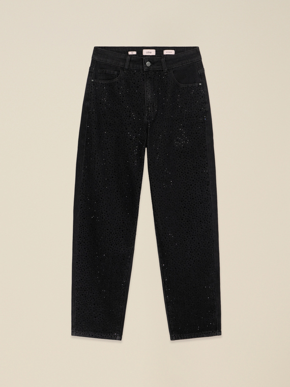 Jeans boyslim con micro cristalli