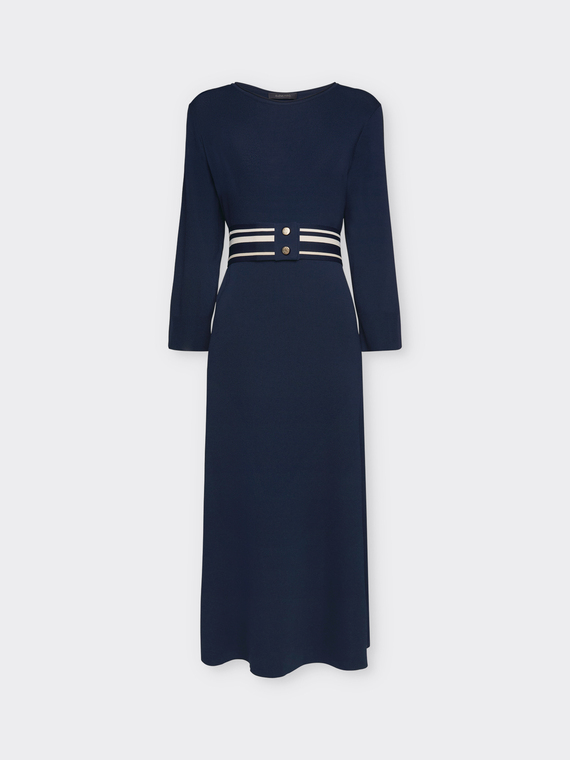 Tricot dress with striped belt