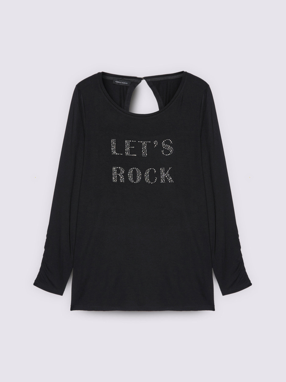 T-shirt en jersey avec inscription en strass