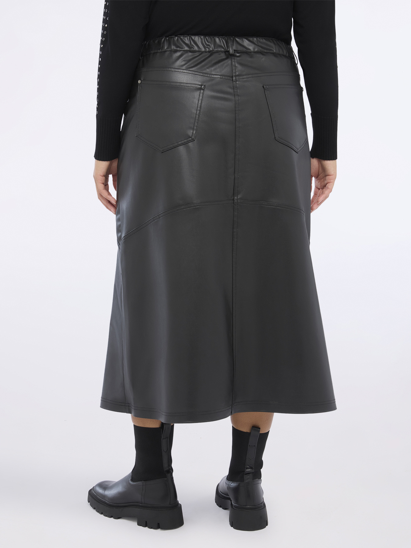 Long pencil skirt in coated fabric image number 1