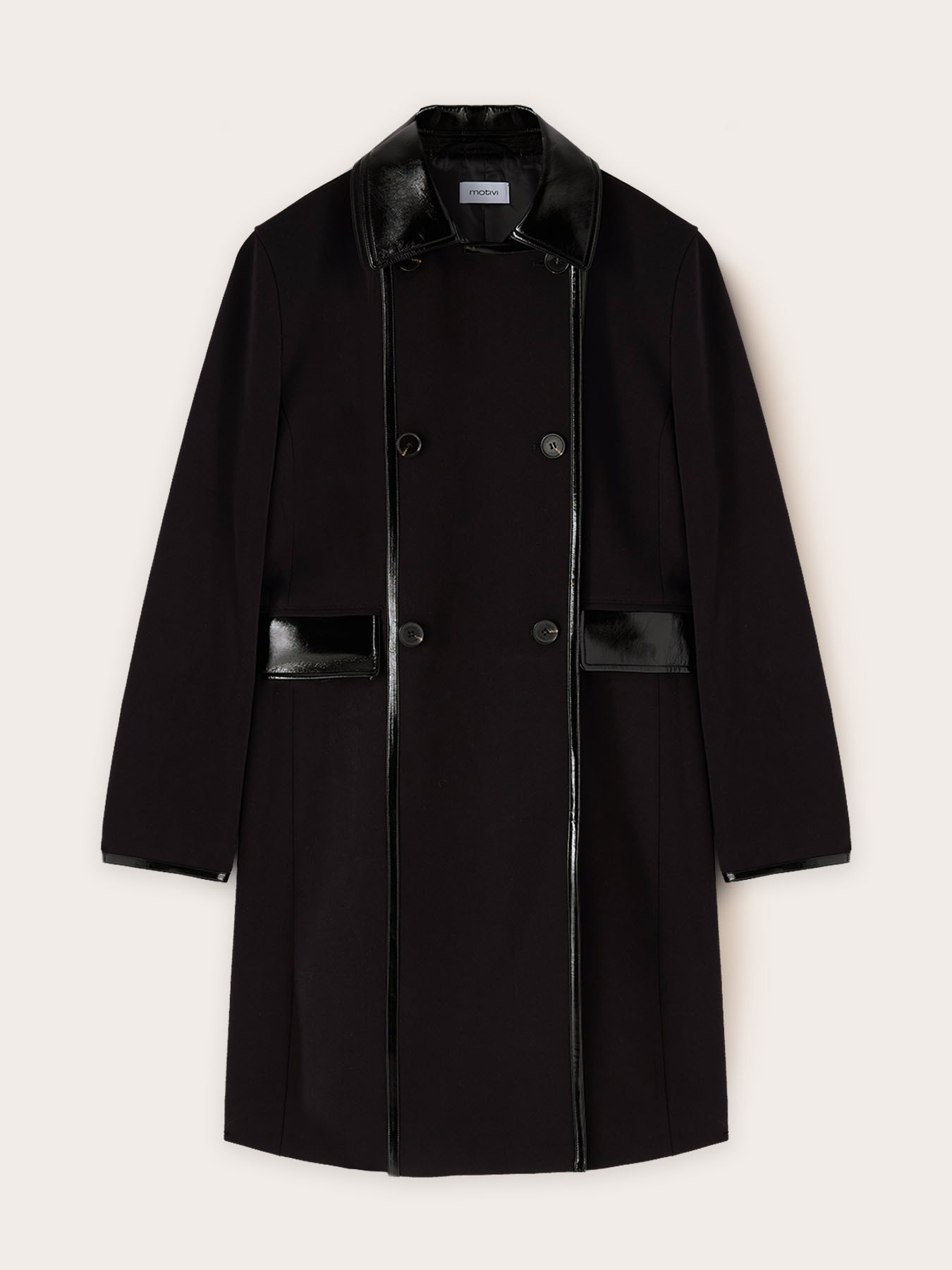Cappotto in poliviscosa con inserti in vernice image number 4