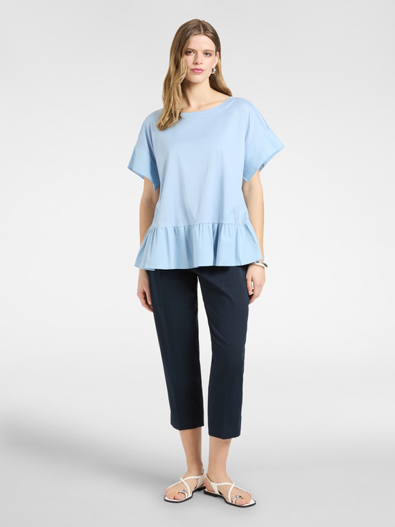 Pantaloni dritti in raso stretch