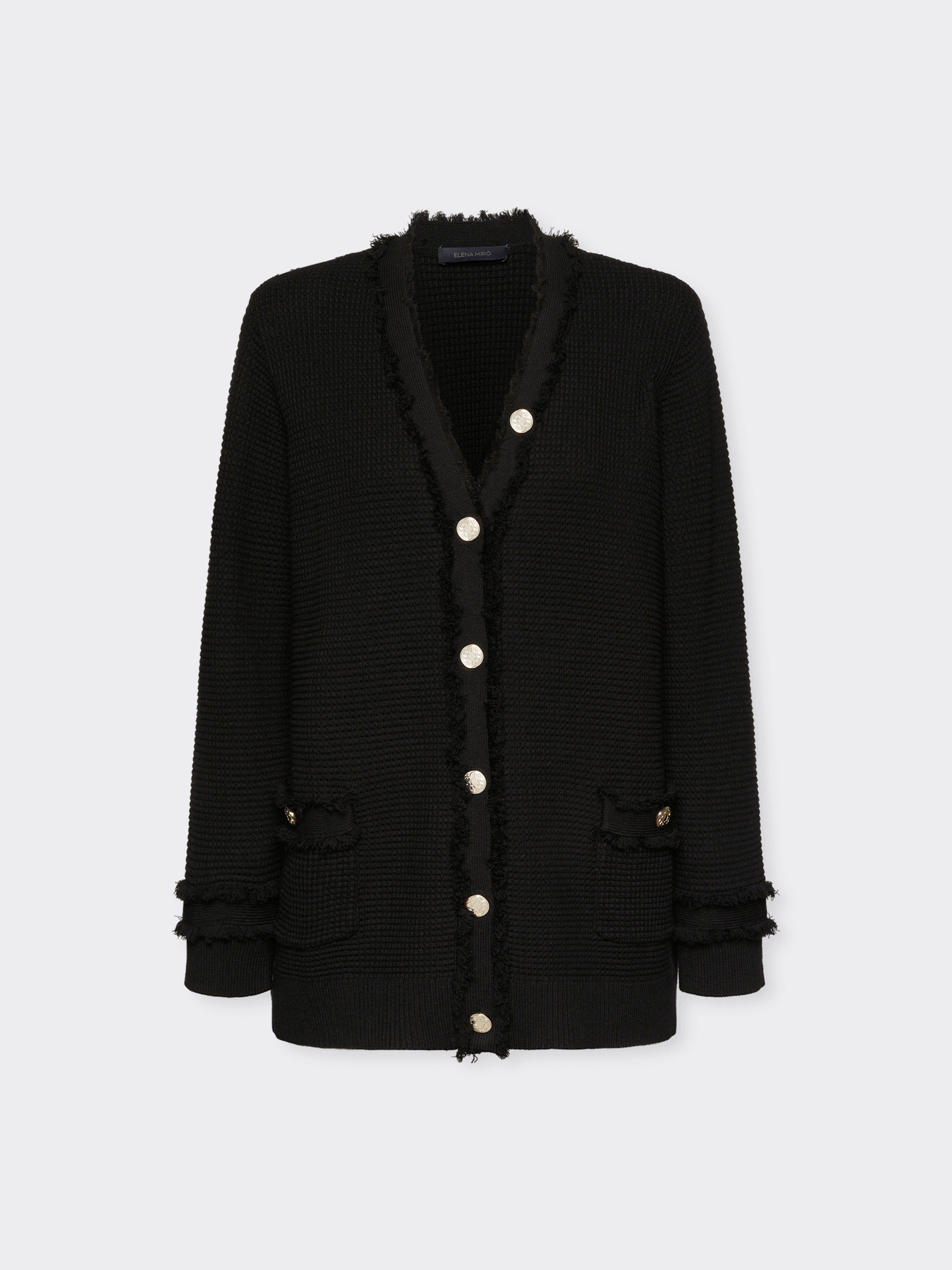 Long cardigan with fringes and buttons image number 5