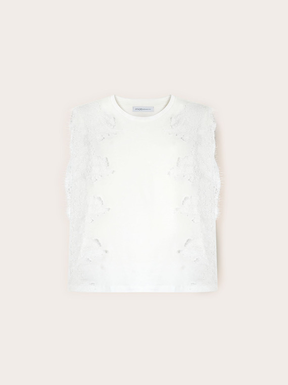 Tricou cu inserții din dantelă