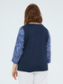 Bluse aus zwei Materialien mit Lettering-Print image number 1