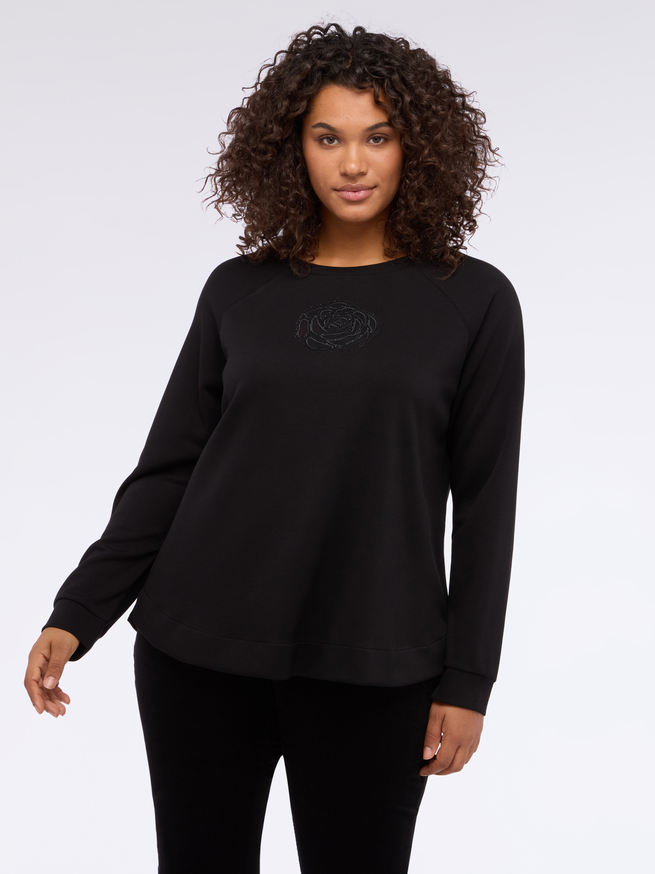 Sweat-shirt avec fleur en strass image number 2