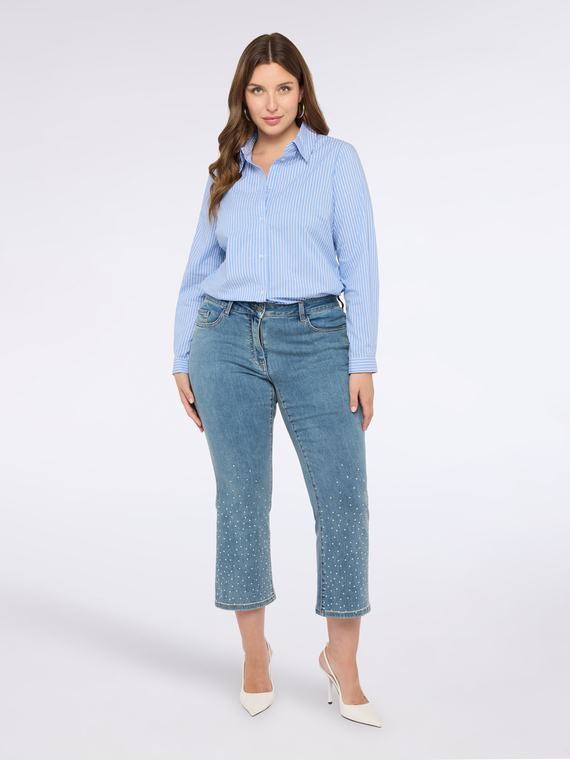 Kick flare jeans with faded rhinestone effect