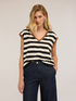 T-shirt smanicata a righe image number 0