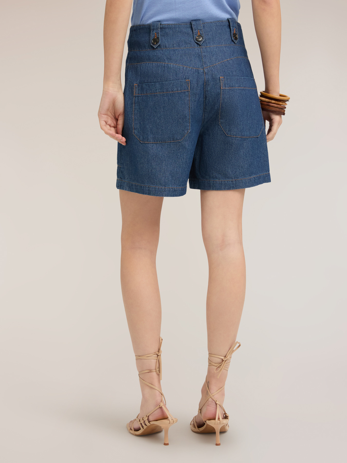 Pantaloni scurți din denim cu talie &icirc;naltă image number 1