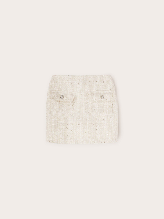 Jupe courte en tweed lurex
