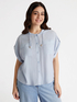 Gestreifte Hemdbluse mit Kapuze image number 2