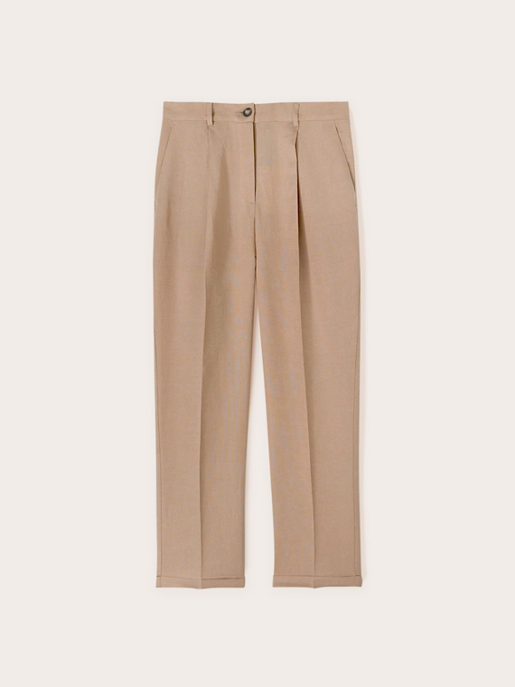 Pantaloni regular in lino viscosa