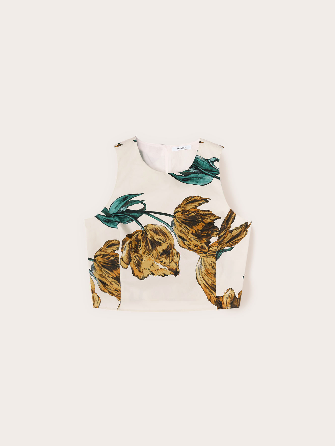 Poplin top with floral print image number 4