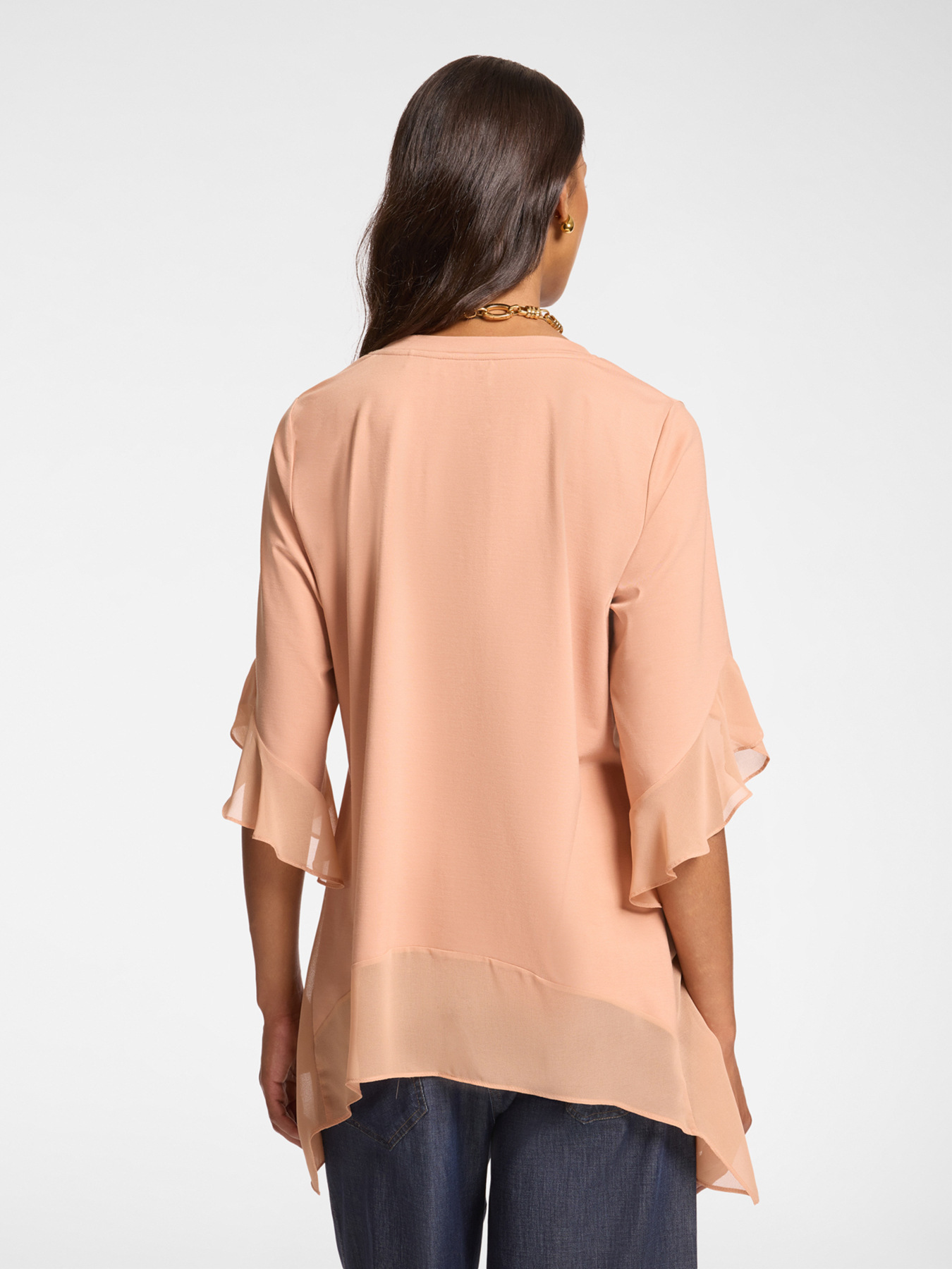 Camiseta com bordas de georgette image number 1