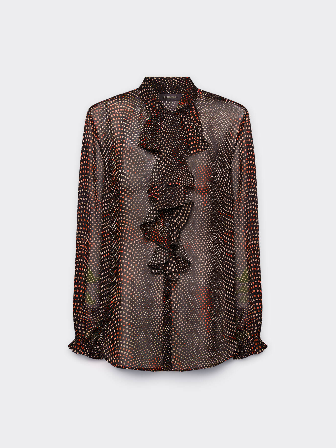 Printed blouse with ruffles and bow image number 4
