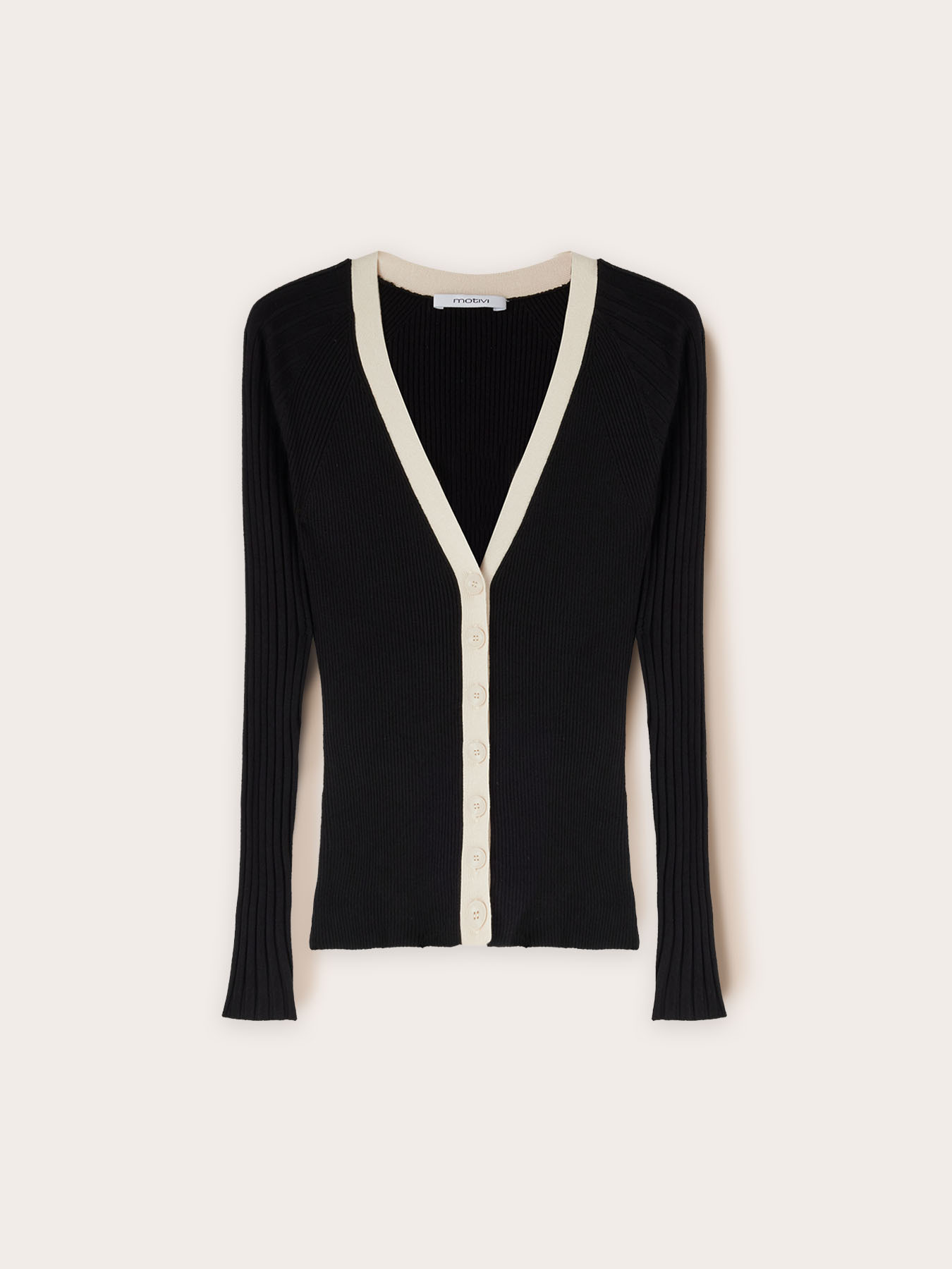 Two-tone ribbed cardigan image number 4