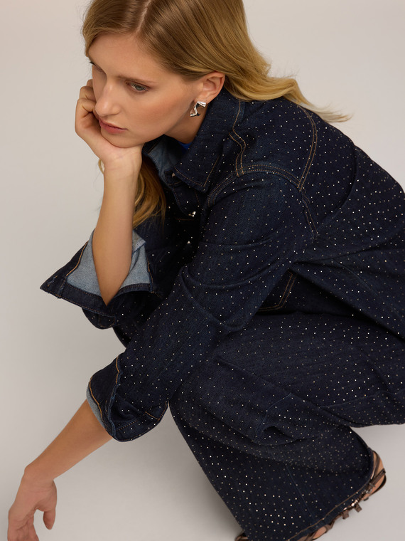 Denim shirt with micro studs