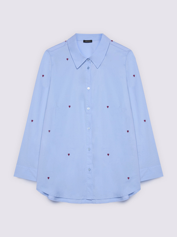 Heart embroidered poplin shirt