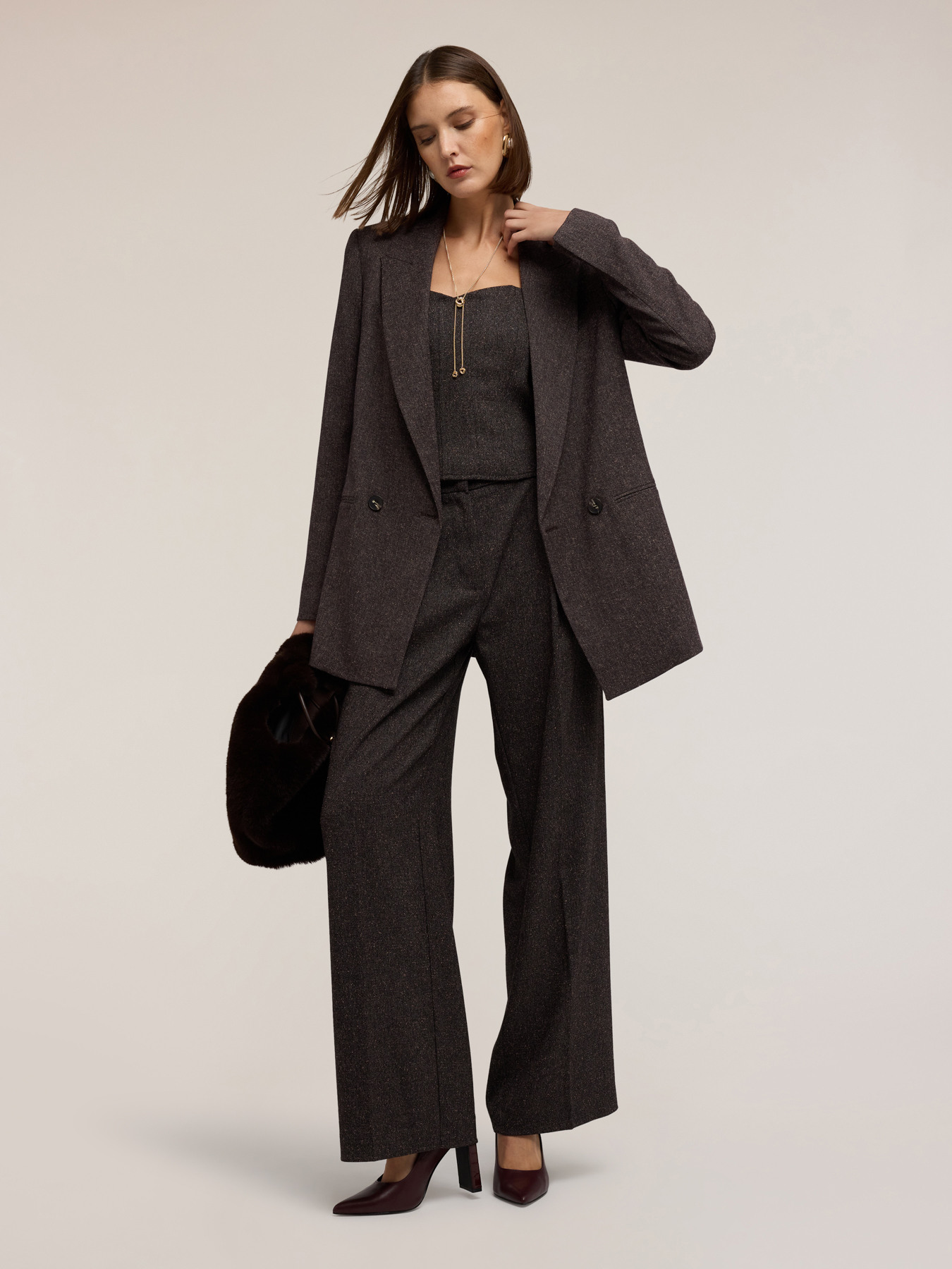 Strukturierter doppelreihiger Blazer aus Polyviskose image number 0