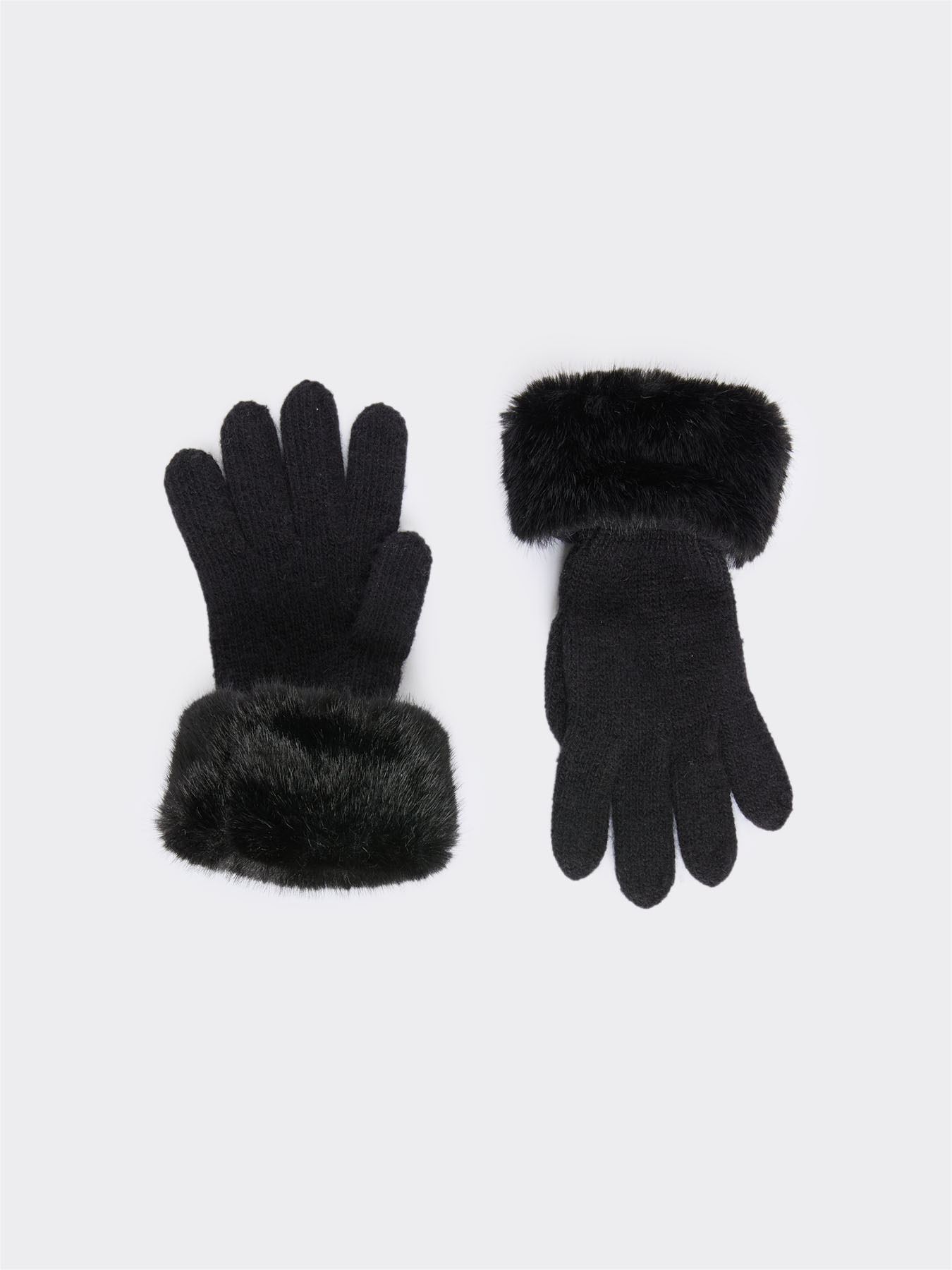 Gloves with faux fur trim image number 1